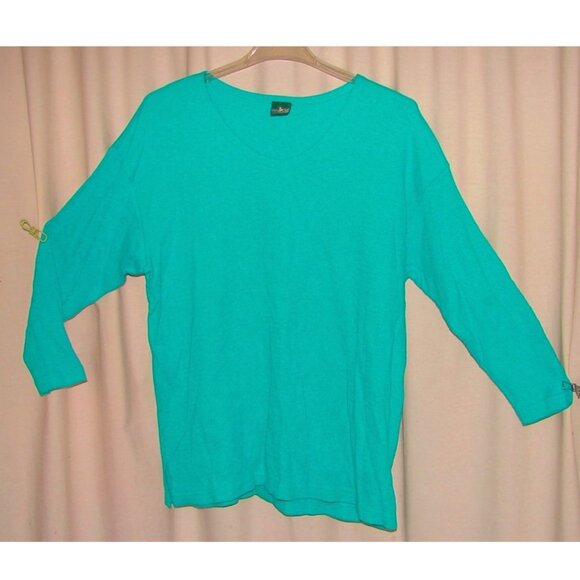 Vtg Hunt Club Woman TOP, Size 2X, Long Sleeve, Bright Teal/Turquoise, Textured - Picture 1 of 5